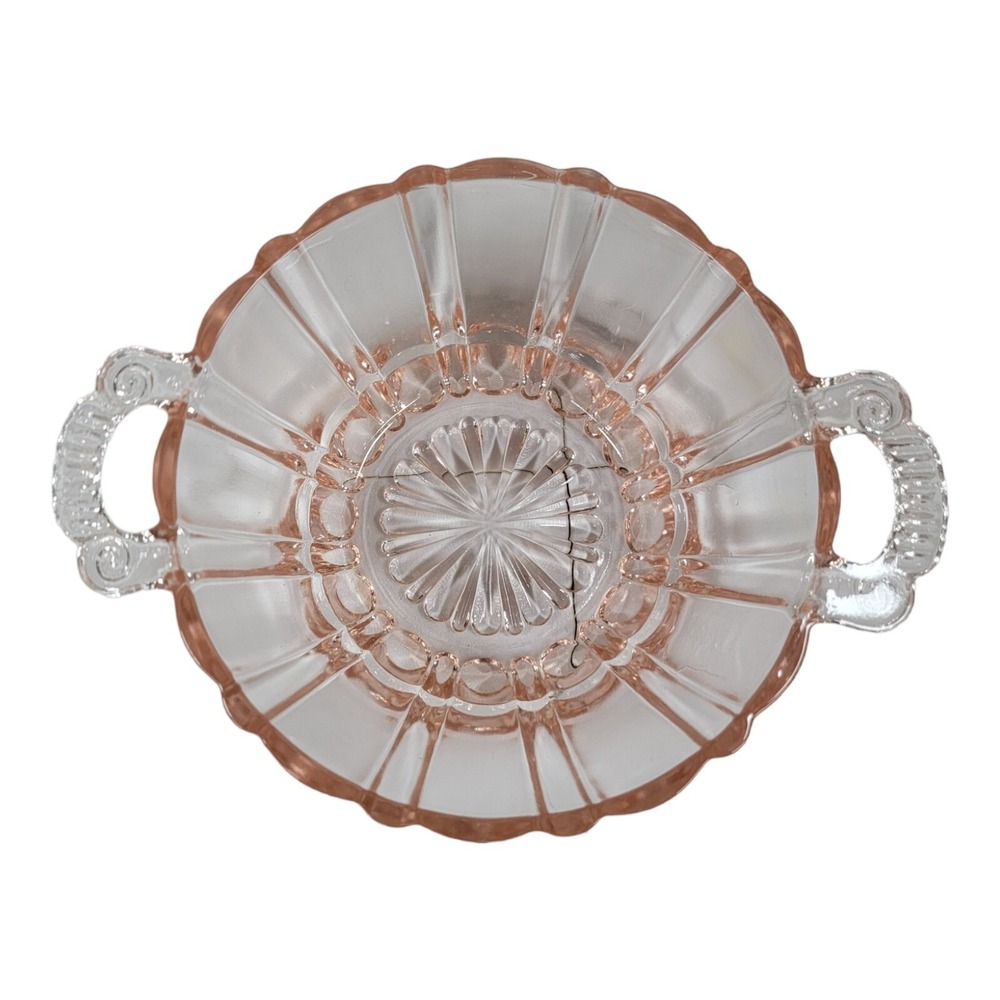 Vintage Pretty‎ "Fluorescent Pink" Depression Glass CANDY Bowl 5-1/2" w/Handles